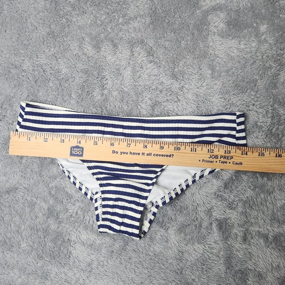 Xhilaration Bikini Bottoms‎ Juniors M 4-6 Navy Stripe Ribbed Cheeky Hipster